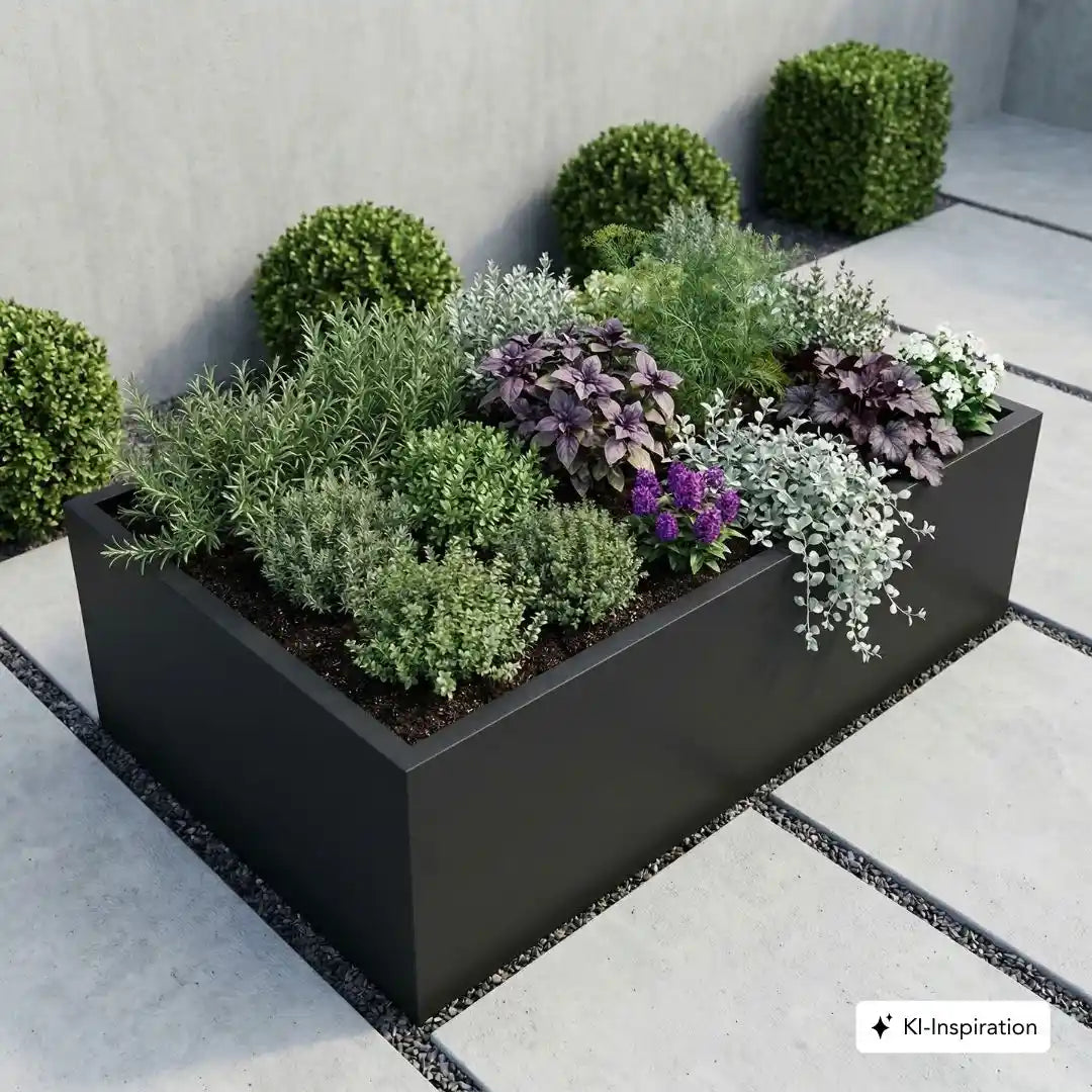 Rechteckiges Hochbeet aus Stahl