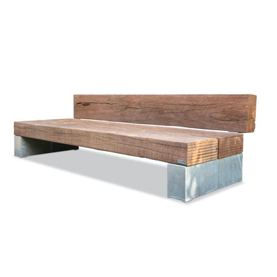 Loungebank Slinger aus Massivholz mit verzinktem Stahl vorn Thors Design mit Rückenlehne